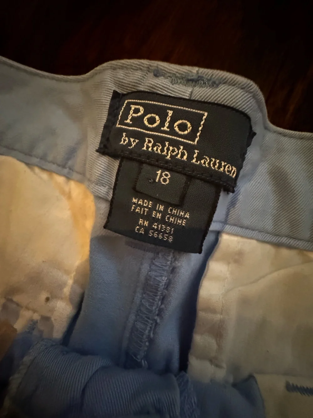 EUC Boys Ralph Lauren Light Blue Flat Front Chino Shorts Size 18